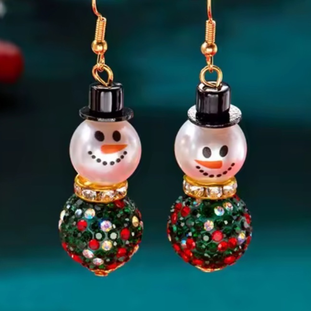 Betsey Johnson Festive Snowman Earrings with Gold Accents